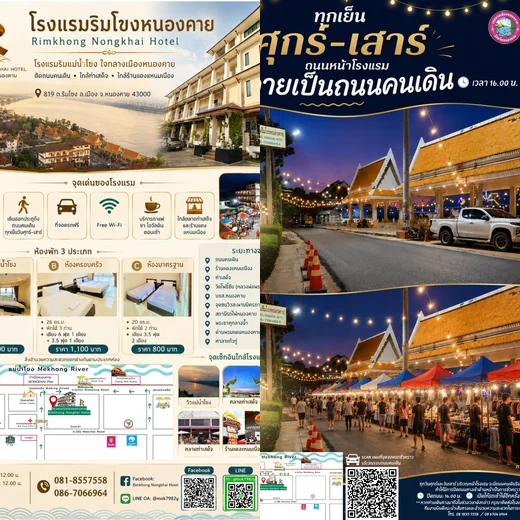 Rimkhong Guest Guide ข้อมูลโรงแรมและถนนคนเดิน